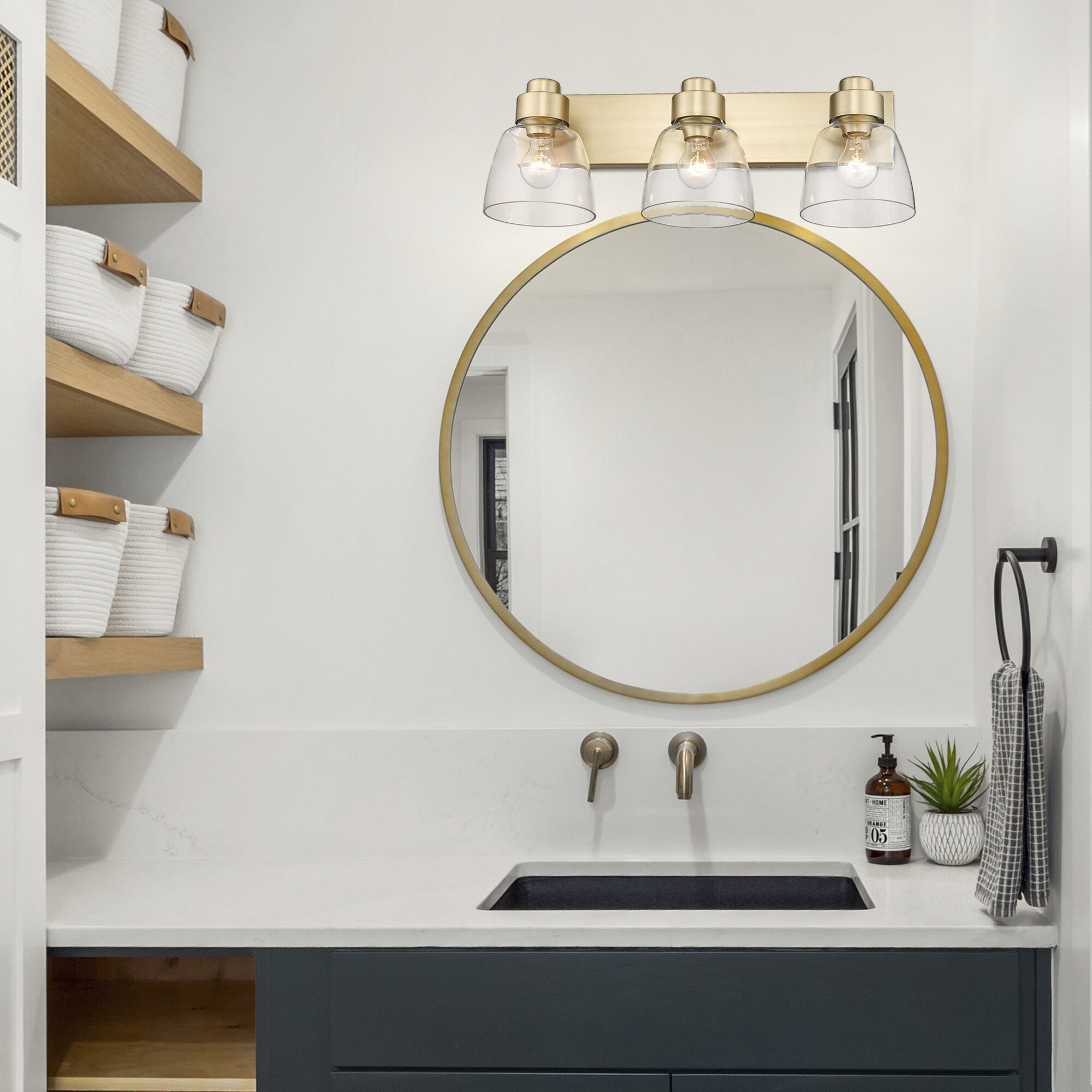 Golden Lighting 0314 BA3 BCB CLR Remy 3 Light 25 inch Brushed Champagne Bronze Vanity Light Wall Light